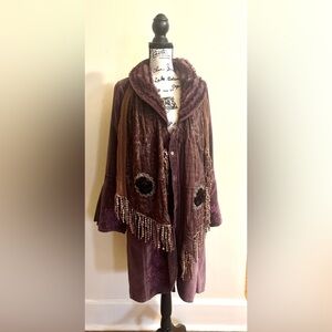 Elegant Plum Velvet Coat by Nataya Victorian Company with Embroidered Details